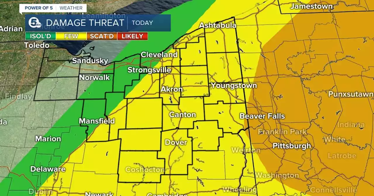 SEVERE STORM POTENTIAL: Widely scattered storms could become strong or severe Thursday afternoon