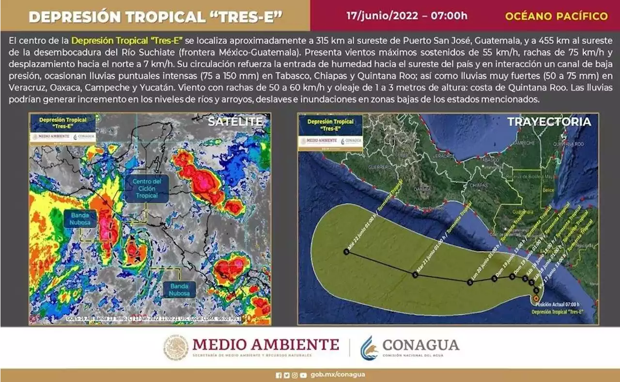 Prevén que depresión tropical Tres-E dé origen a 'Celia'