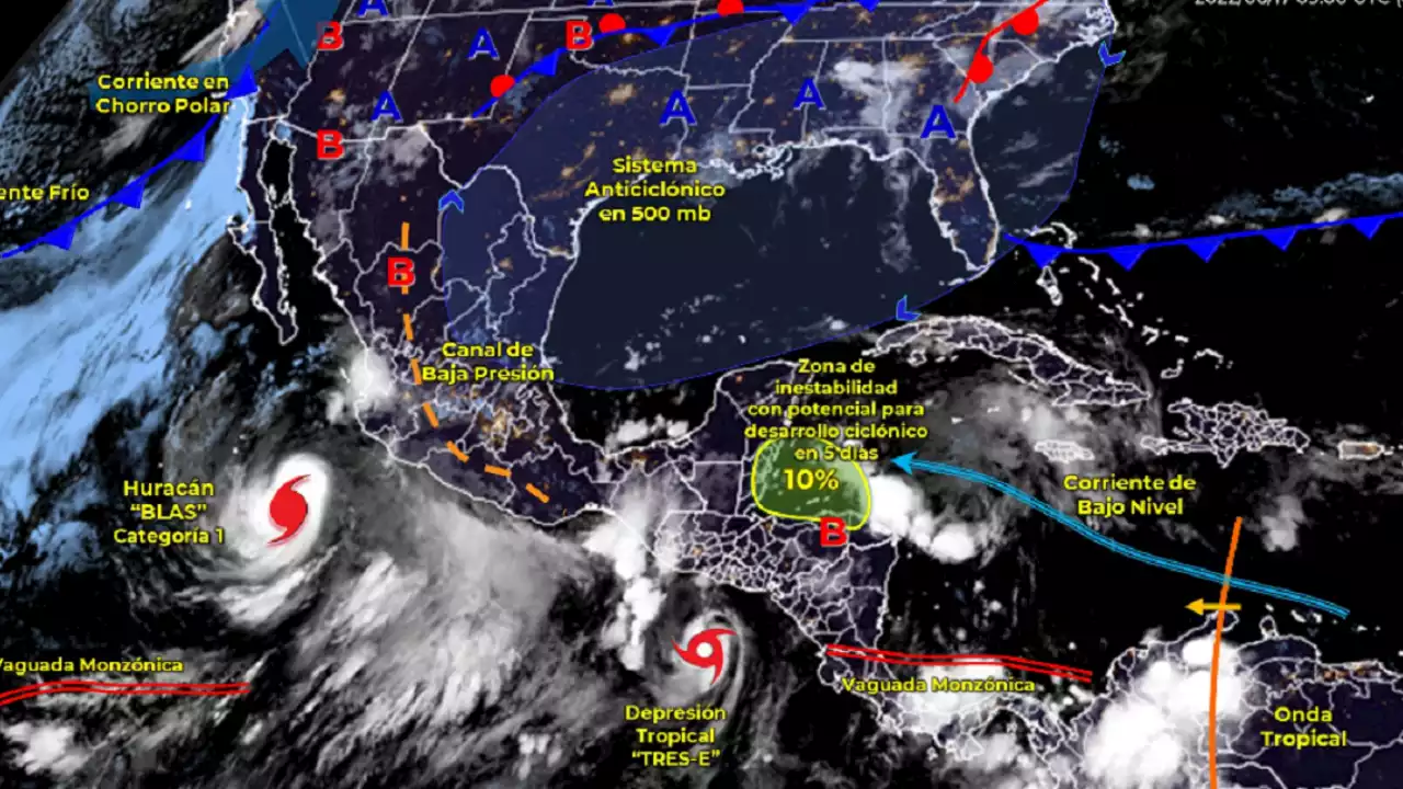 Huracán Blas categoría 1 sigue su trayecto en vivo, causará lluvias intensas en estos estados