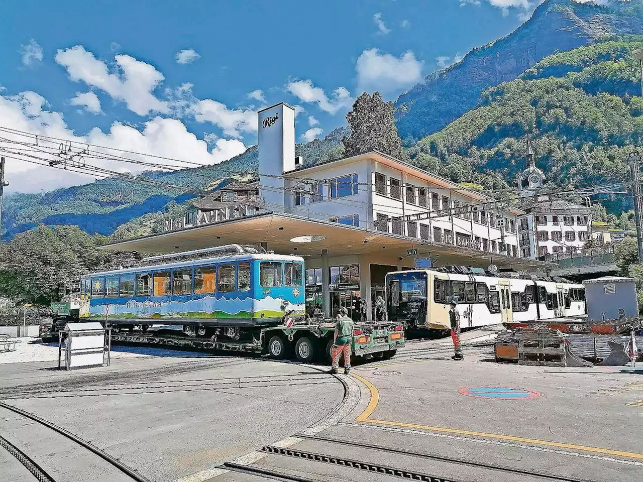 Der Wagen 4 der Rigi Bahnen wird zur Kaffeebar