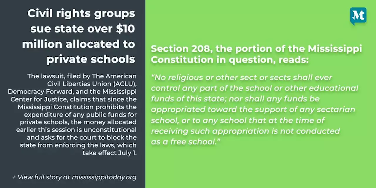 'Taxpayers' money shouldn’t go to those schools': Civil rights groups sue state over $10 million allocated to private schools