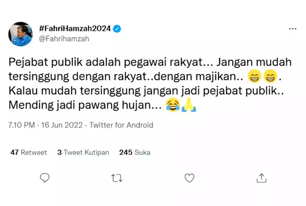 Fahri Hamzah: Pejabat Publik Kalau Mudah Tersinggung Mending Jadi Pawang Hujan