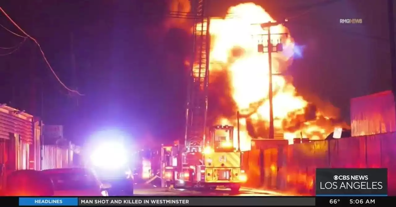 Massive fire erupts at Montebello tire yard