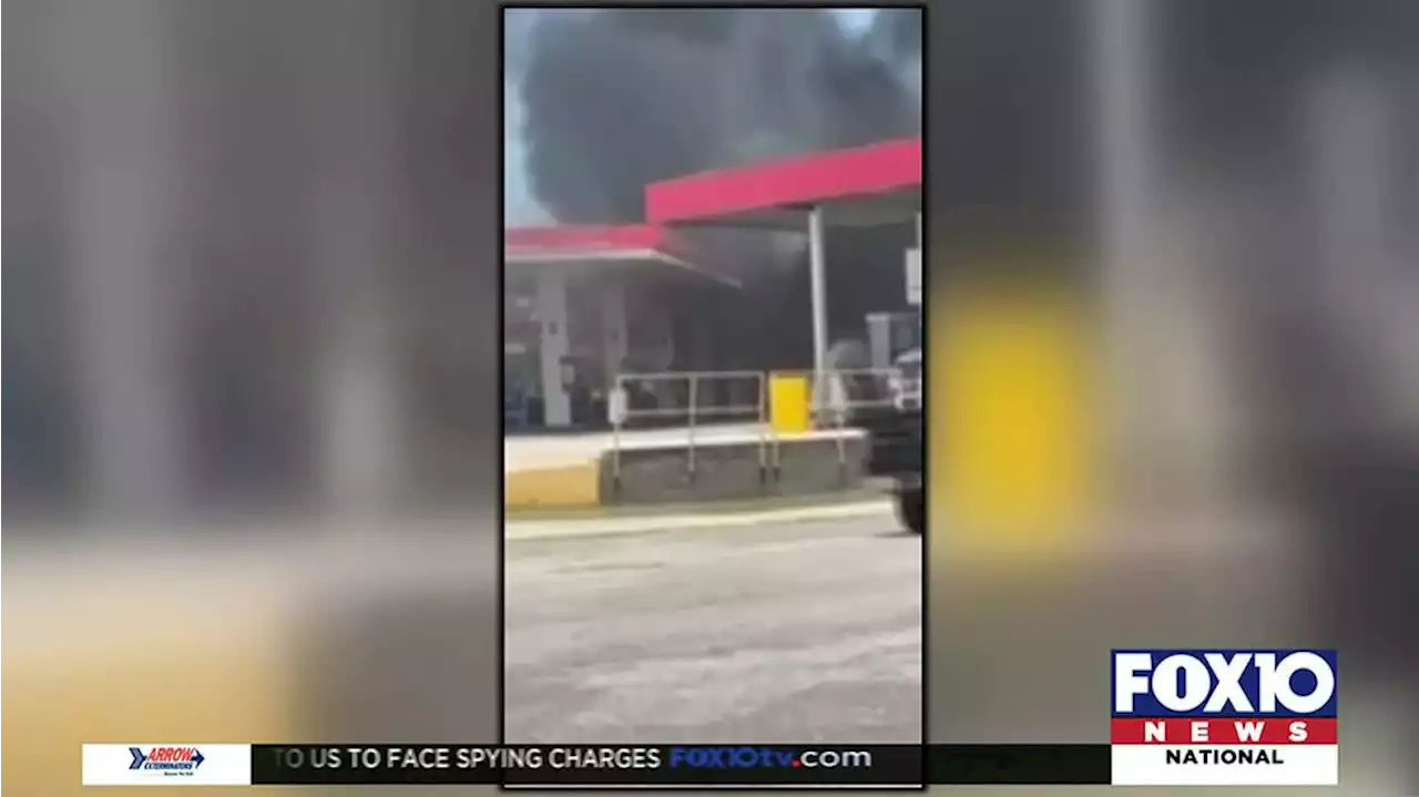 Truck catches fire near gas pump in downtown Mobile