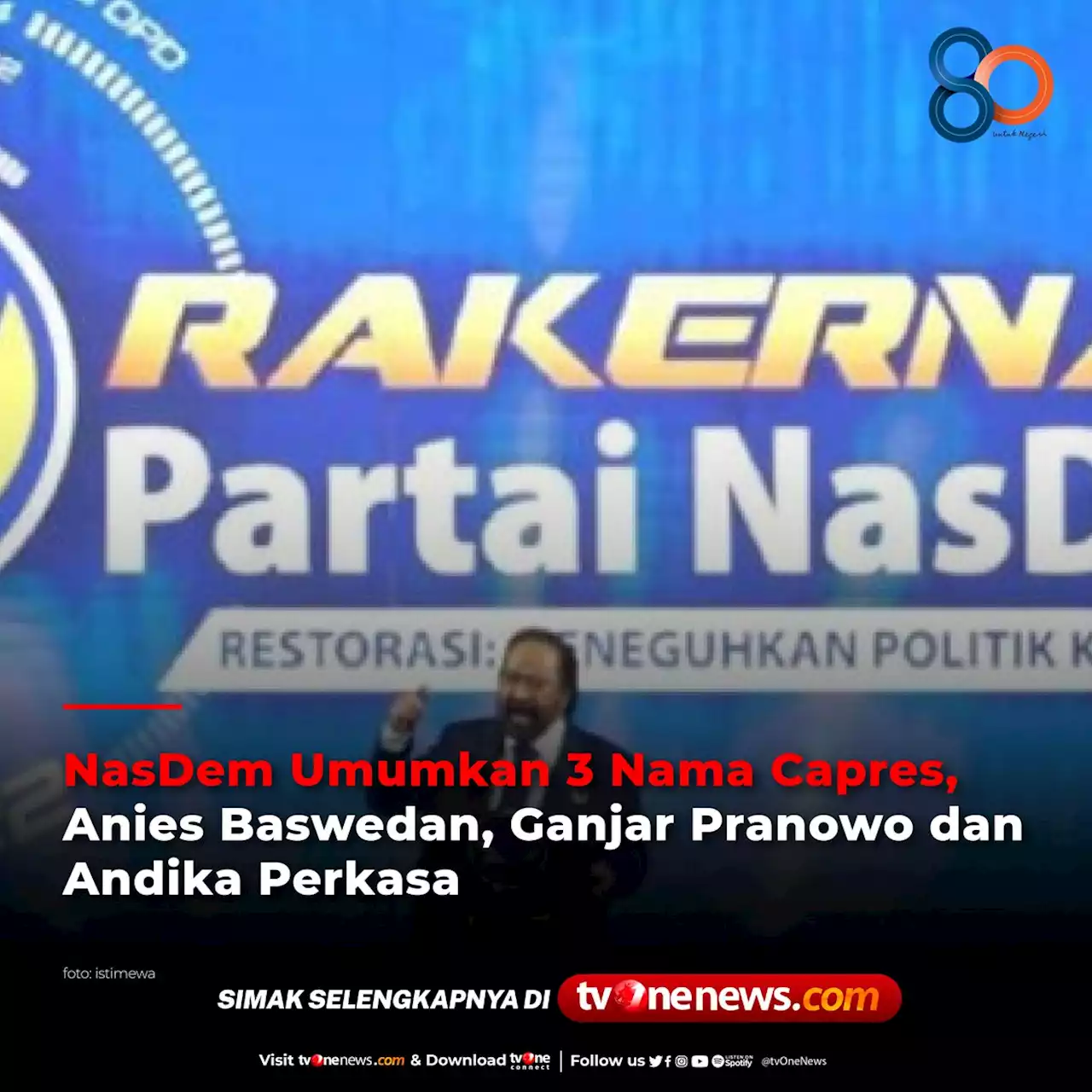 NasDem Umumkan 3 Nama Capres, Anies, Ganjar, Andika