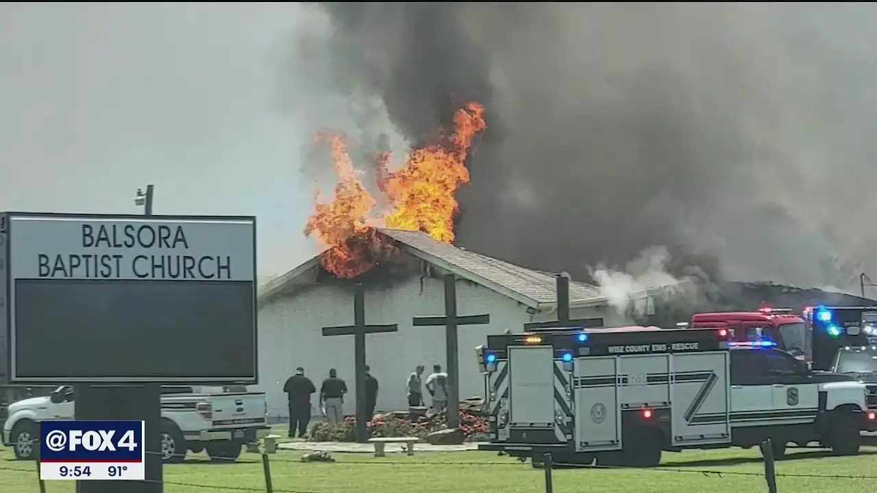 Fire destroys church in Wise County, leaving only a cross standing