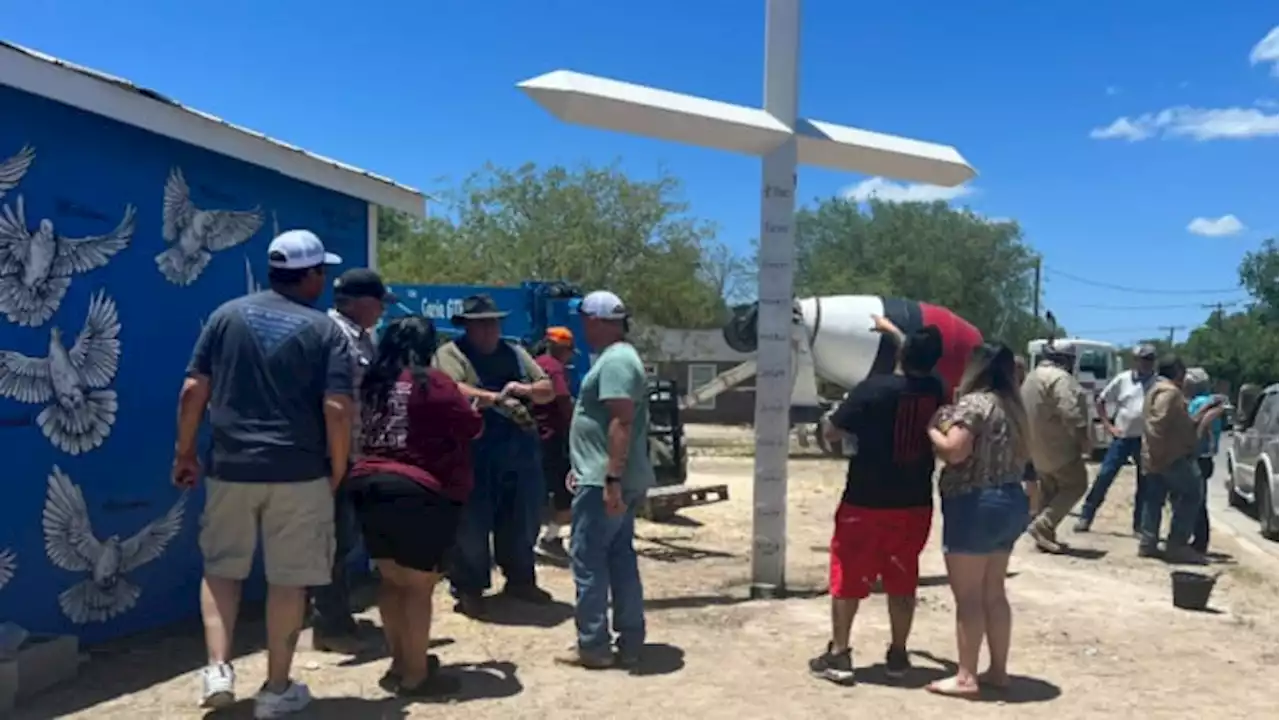 15-foot handmade cross planted in Uvalde to help community heal