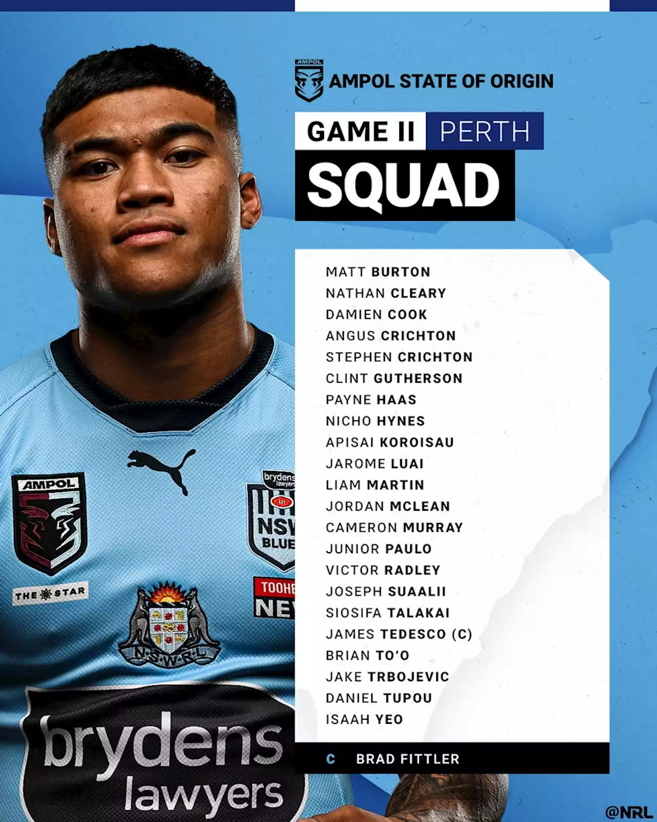 Blues make changes to squad for Game Two