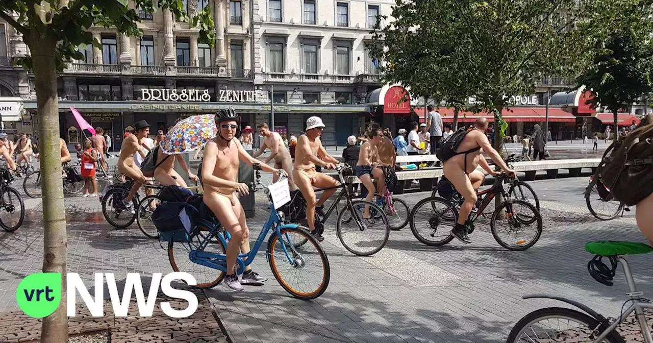 Naaktfietser krijgt klap tijdens manifestatie in Brussel