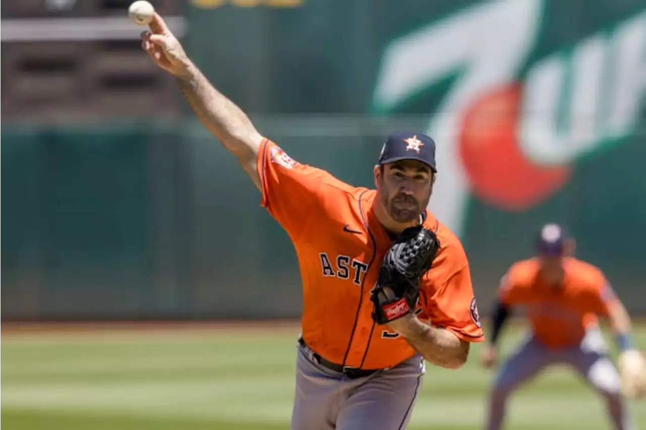 Verlander nears another no-hitter, Astros rally past A’s 5-4