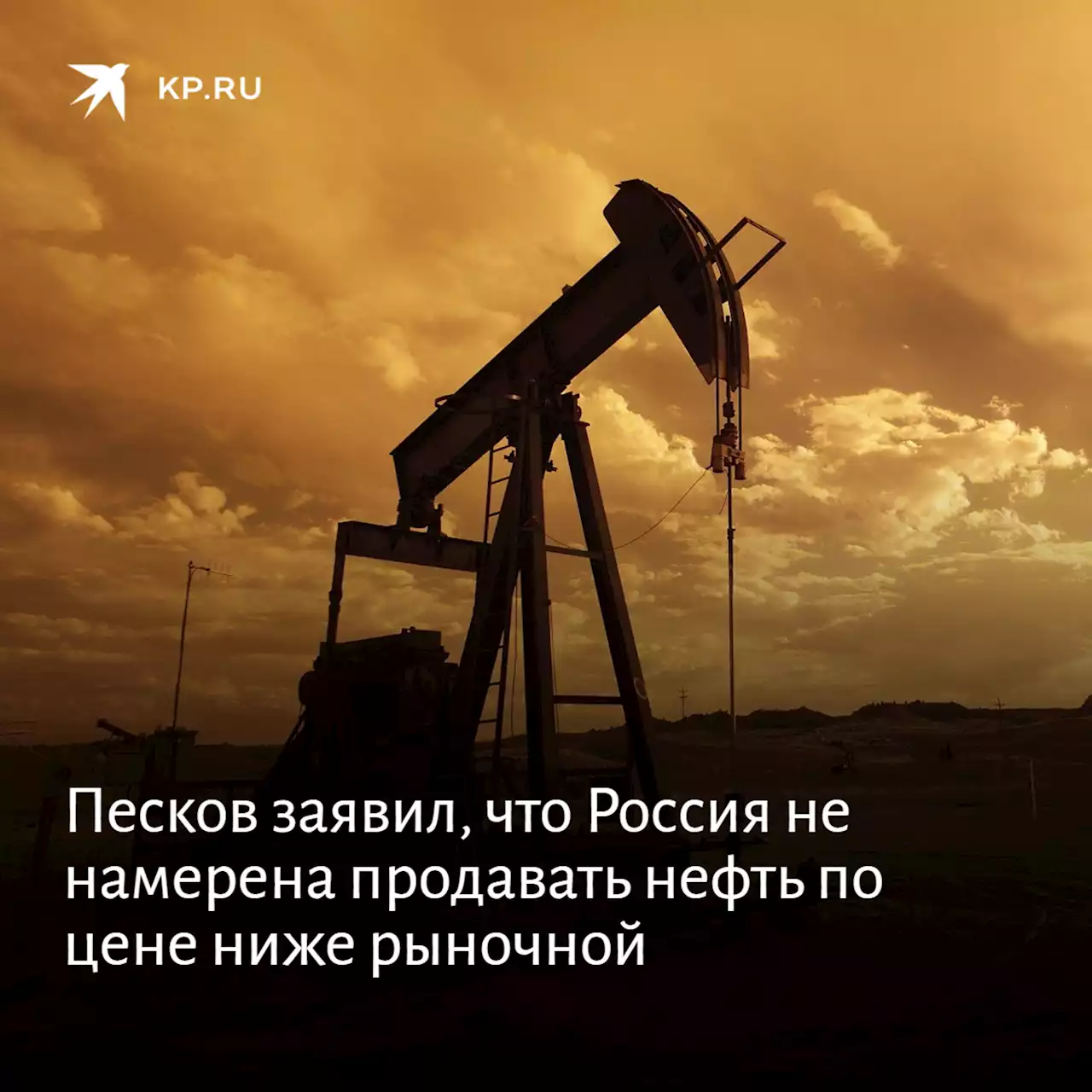 Песков заявил, что Россия не намерена продавать нефть по цене ниже рыночной