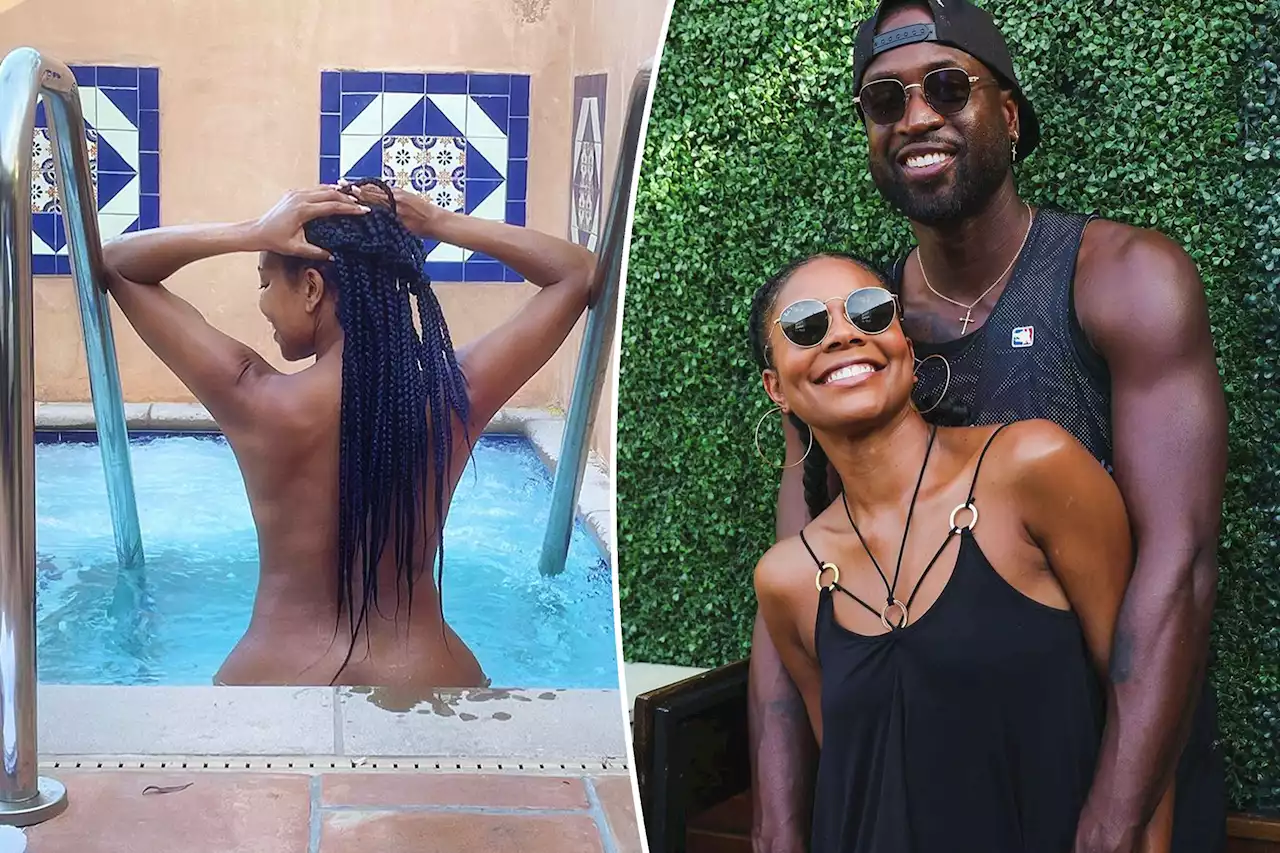 Gabrielle Union, 49, poses nude in a pool pic taken by Dwyane Wade