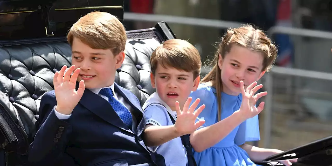 Prince George, Princess Charlotte and Prince Louis lead the Queen's parade in head carriage