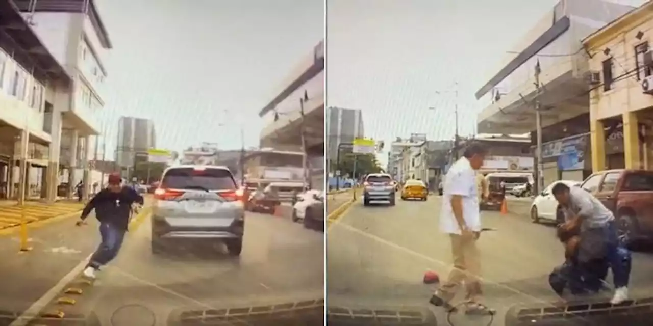 VIDEO: Conductor atropella a ladrón que asaltó a hombre de la tercera edad