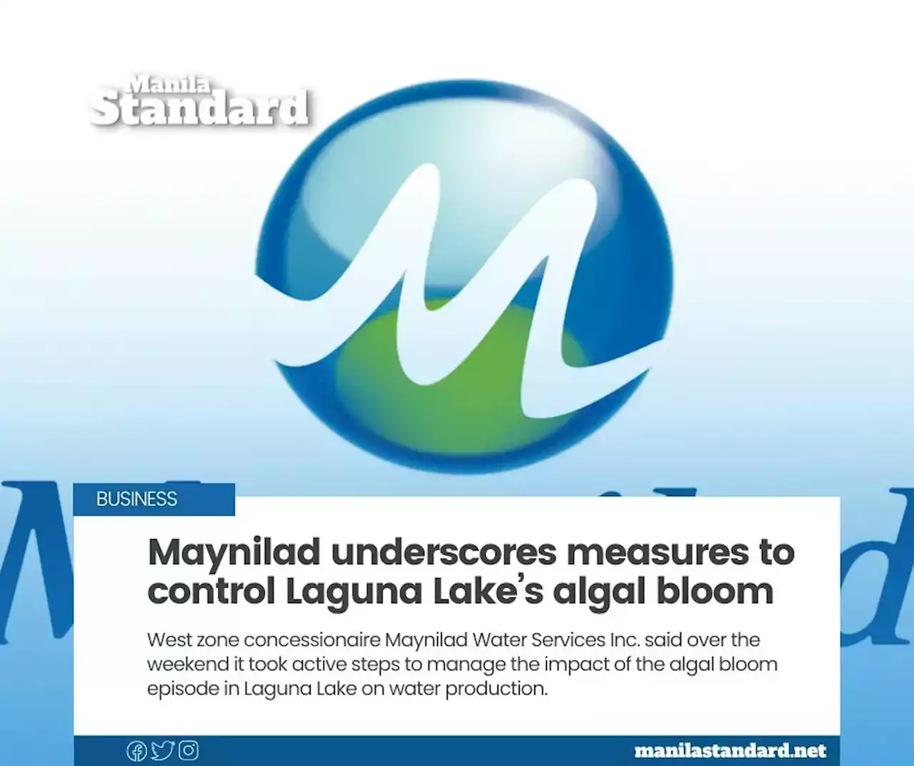 Maynilad underscores measures to control Laguna Lake’s algal bloom