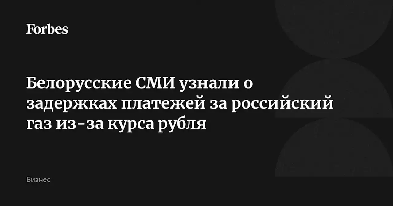 Белорусские СМИ узнали о задержках платежей за российский газ из-за курса рубля