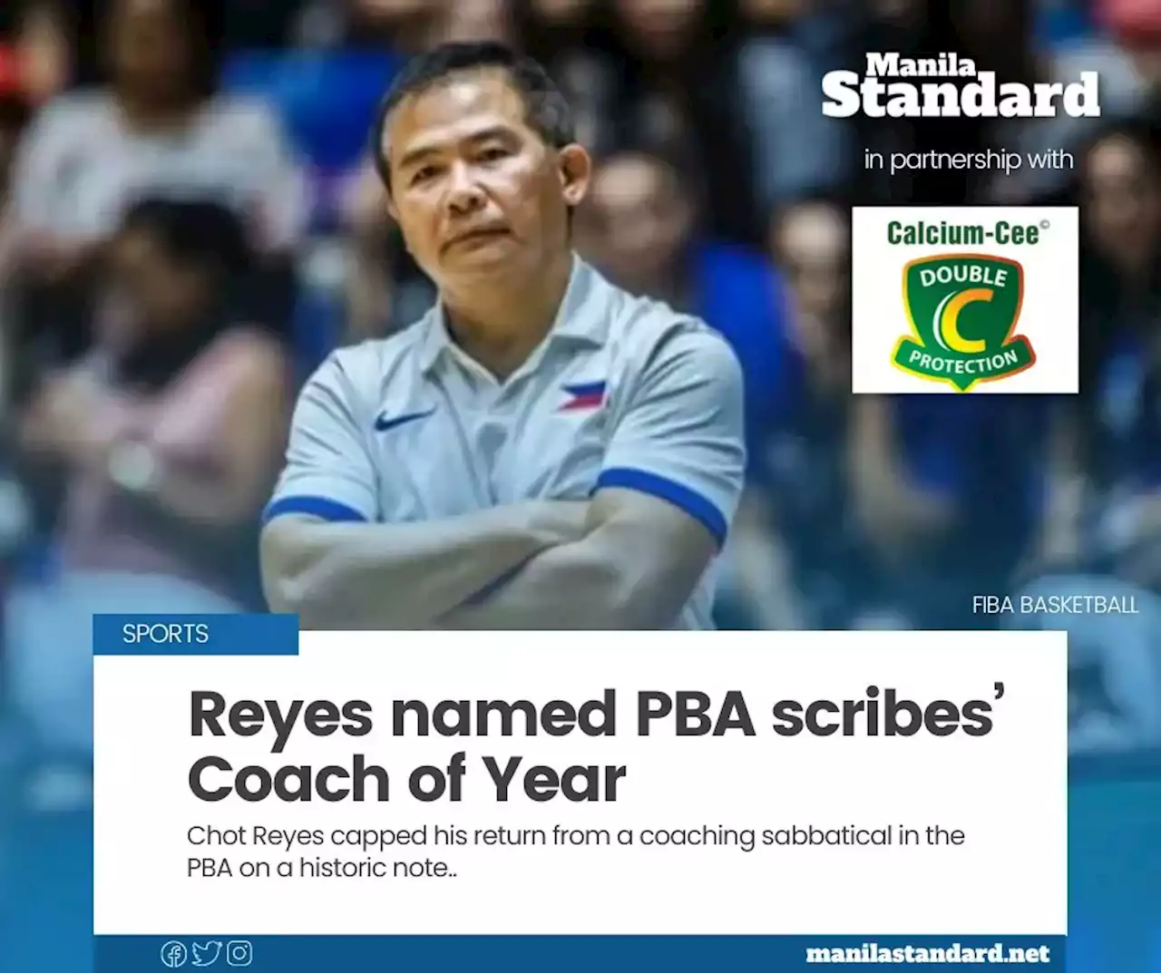 Reyes named PBA scribes’ Coach of Year