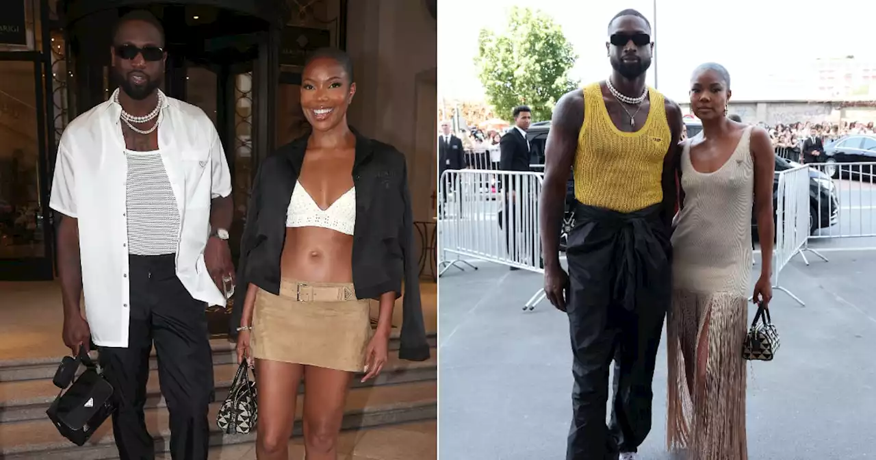 Gabrielle Union and Dwyane Wade Rock Matching Crochet Tops and Designer Bags