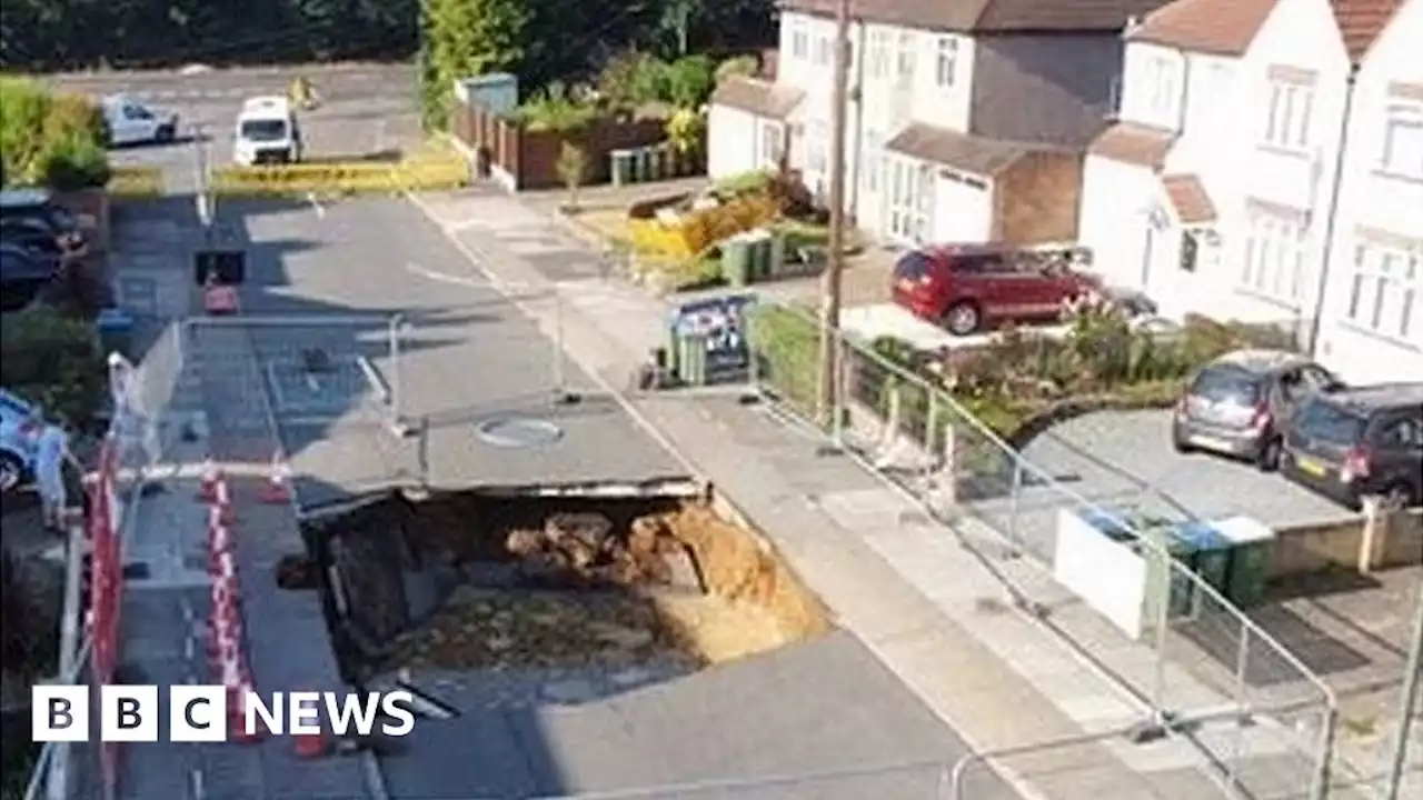 Bexleyheath: Large sinkhole swallows up part of London street