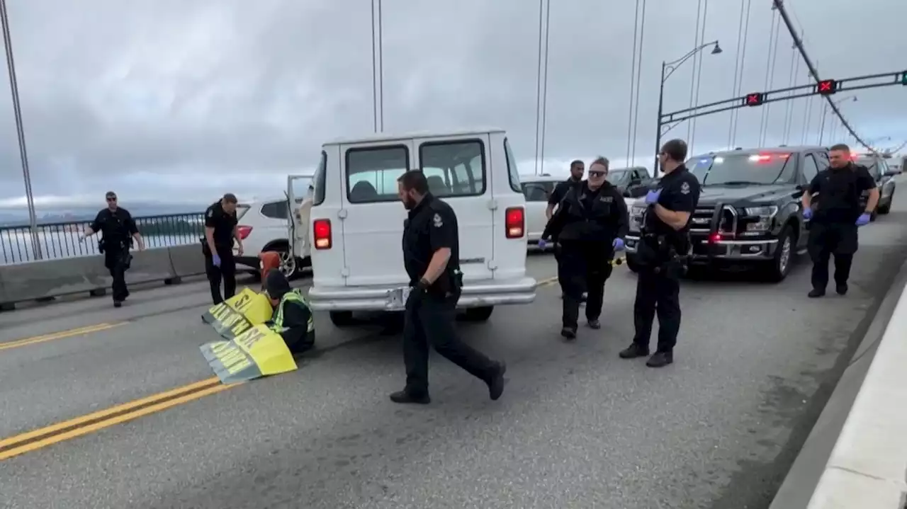 Vancouver's Lions Gate Bridge blocked by Save Old Growth protesters