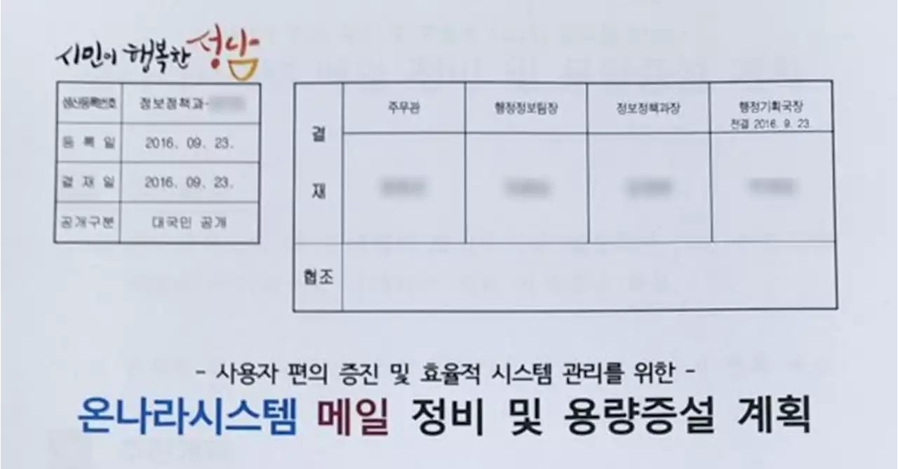 [단독]성남시 메일삭제…이재명은 국장전결, 은수미는 본인결재