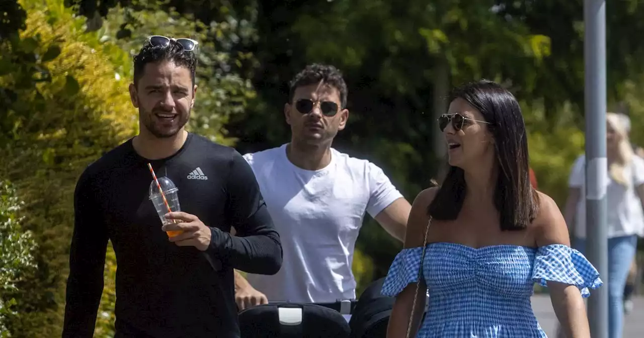 Ryan Thomas takes on daddy duties as he pushes double pram on day out with Lucy