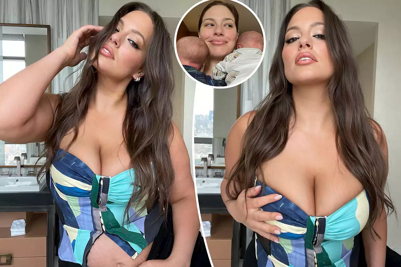 Ashley Graham shows off her body after baby in a colorful corset