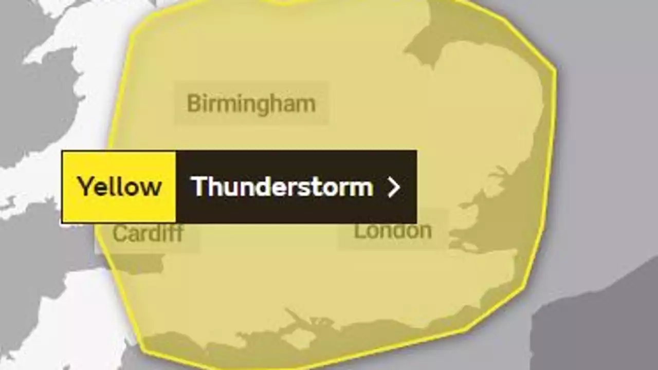 Thunderstorm warning issued by Met Office for southern England with torrential rain expected