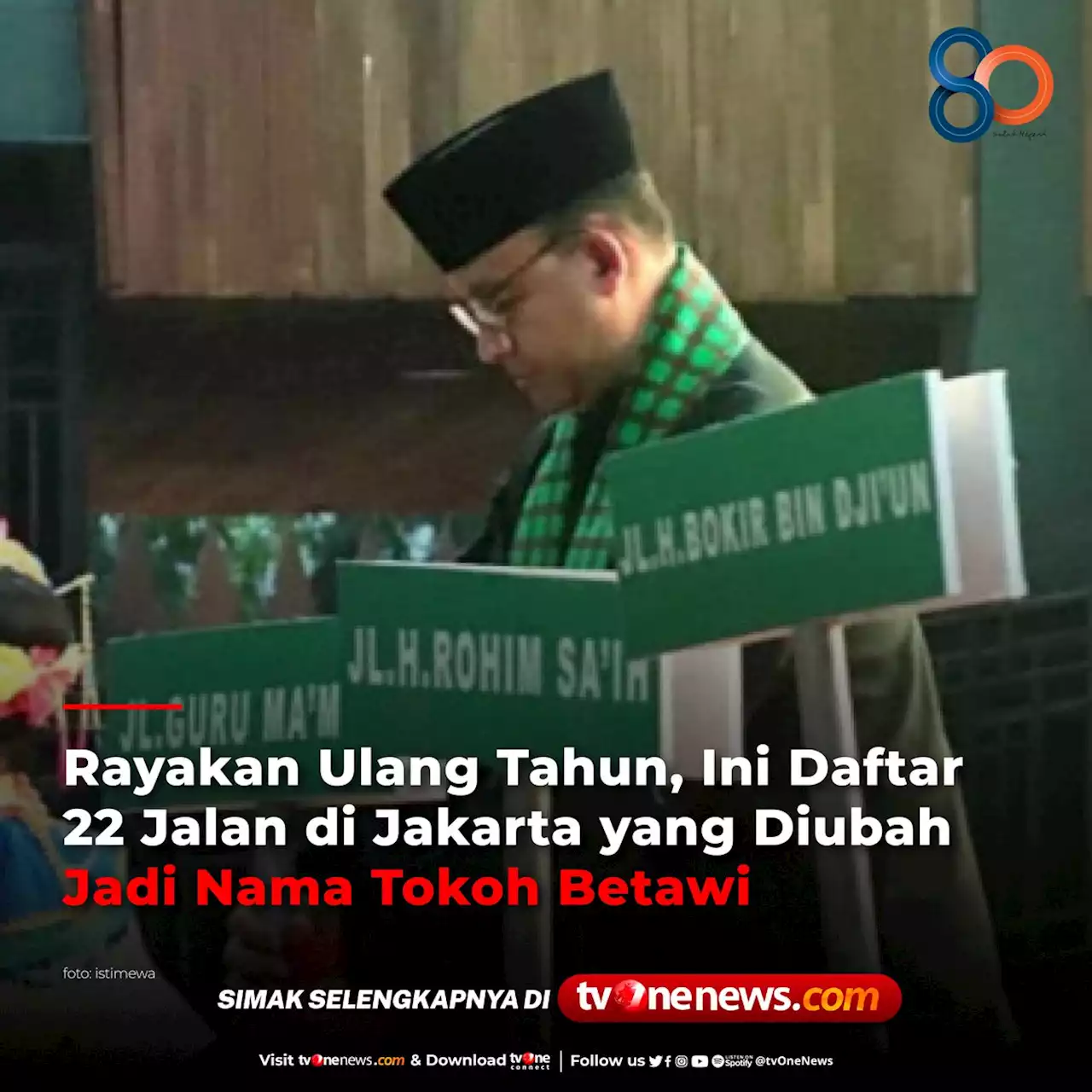 Rayakan Ulang Tahun, Ini Daftar 22 Jalan di Jakarta yang Diubah Jadi Nama Tokoh Betawi