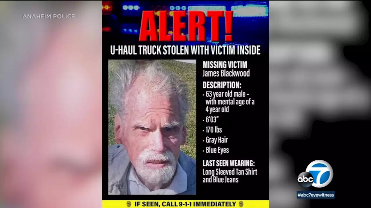 Anaheim PD searching for missing man with autism who was inside U-Haul truck when it was stolen