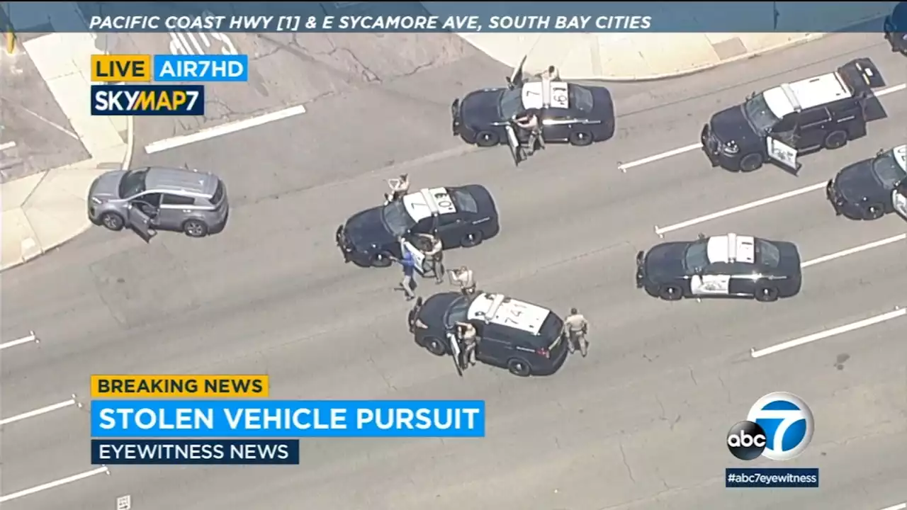 Driver of stolen car leads CHP on high-speed chase near Los Angeles; 3 in custody