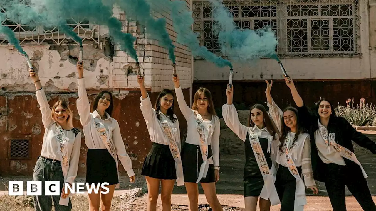 Prom dresses and ribbons in the ruins