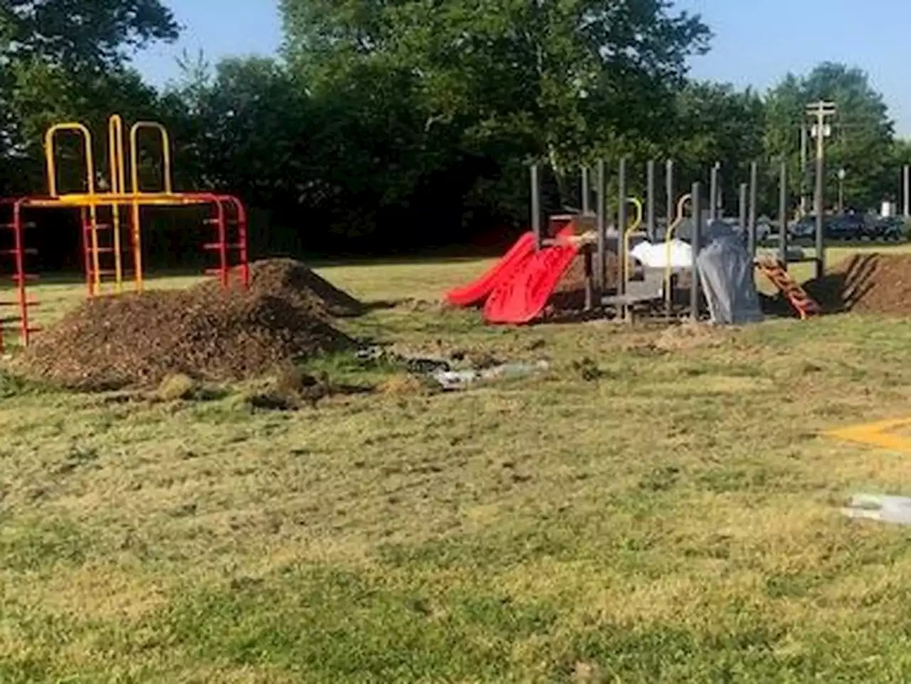 Lorain firefighters build playground for kids