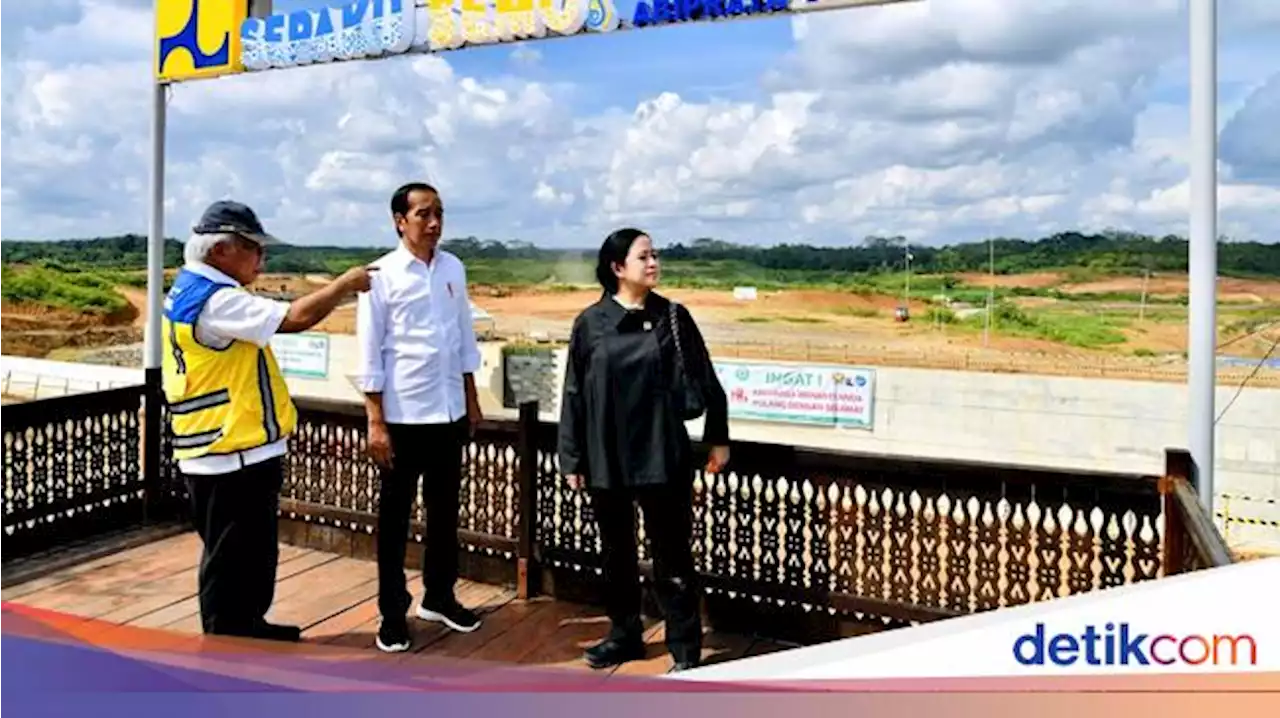 Jokowi Tinjau Pembangunan Bendungan Penangkal Banjir di IKN