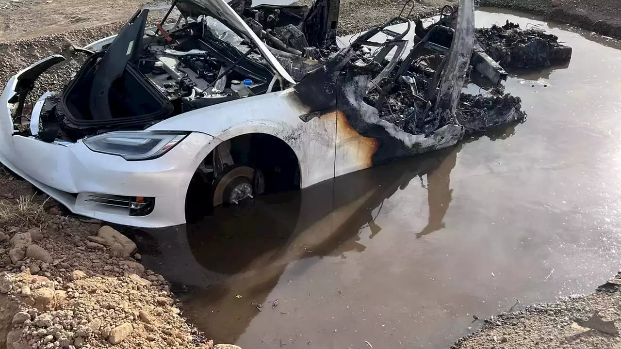 California crews use 4,500 gallons of water to put out Tesla fire