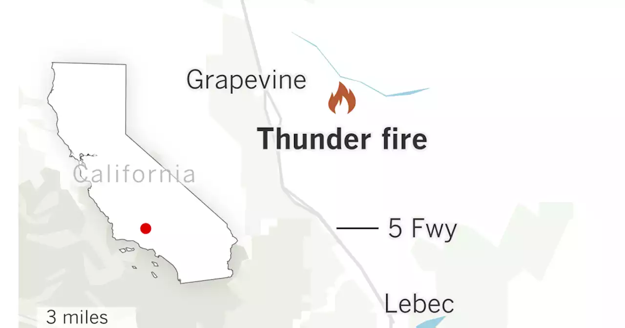 Brush fire likely sparked by lightning grows to 800 acres near Grapevine in Kern County