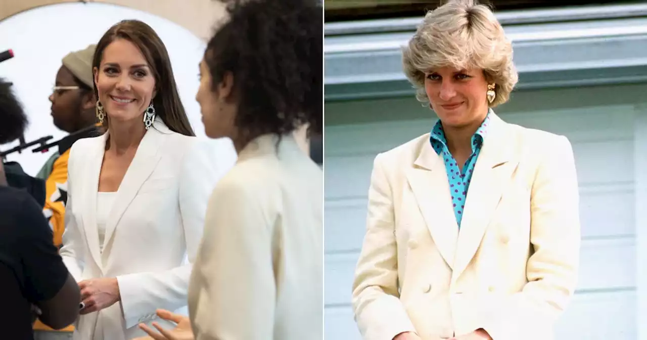 Kate Middleton's White Suit and Statement Earrings Nod to Princess Diana's Style