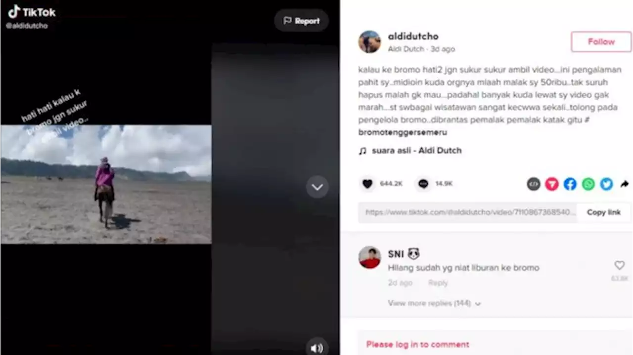 Viral! Cerita Wisatawan Bromo Dipalak Oknum, Saat Merekam Ojek Kuda