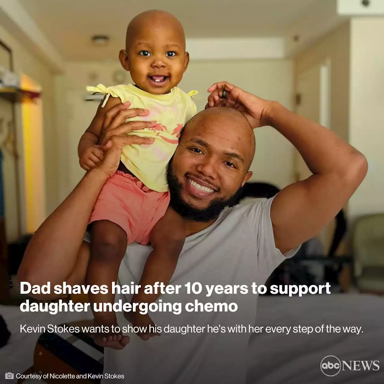 Dad shaves hair after 10 years to support daughter undergoing chemo