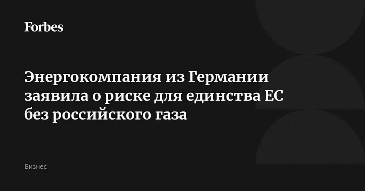 Энергокомпания из Германии заявила о риске для единства ЕС без российского газа