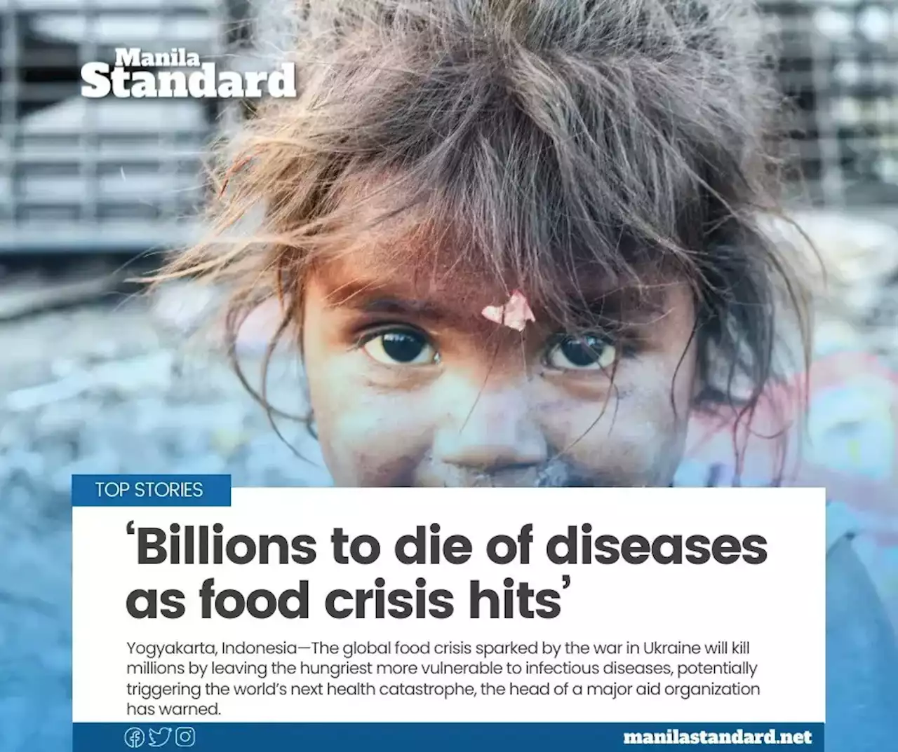 ‘Billions to die of diseases as food crisis hits’