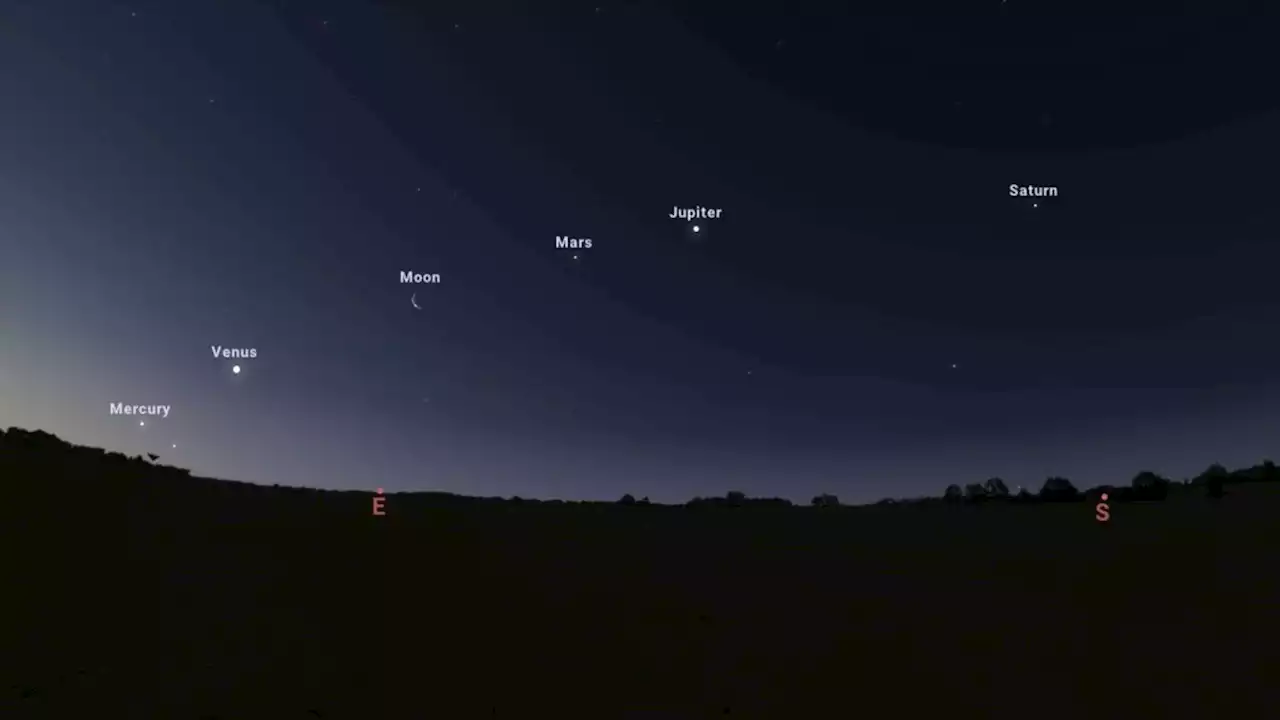 Rare alignment of 5 planets peaks Friday as crescent moon joins the parade