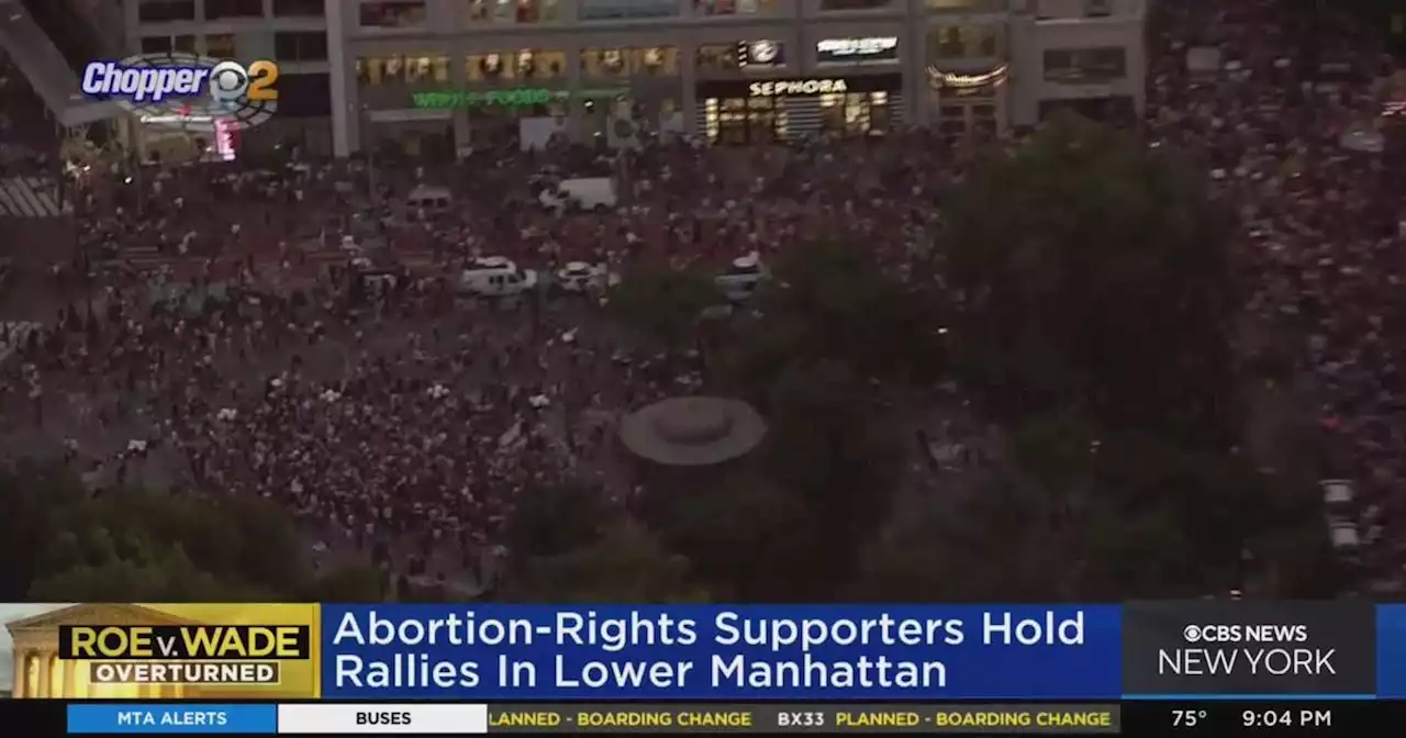 Abortion rights supporters hold rallies in Lower Manhattan