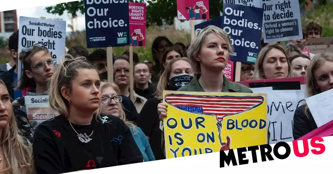 Protesters gather outside US embassy in London angry at abortion ruling