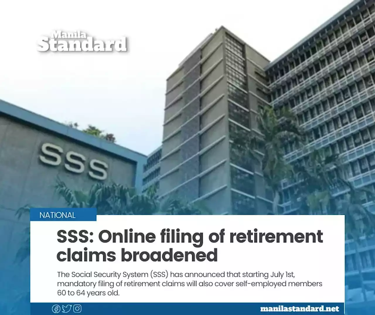 SSS: Online filing of retirement claims broadened