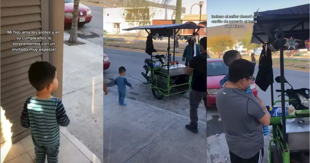 VIDEO: Niño reacciona con felicidad al ver llegar al señor de los elotes a su fiesta