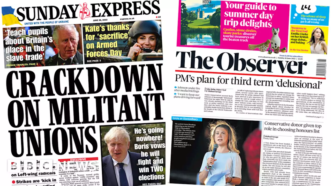 Newspaper headlines: 'Crackdown on unions' and PM plans for third term