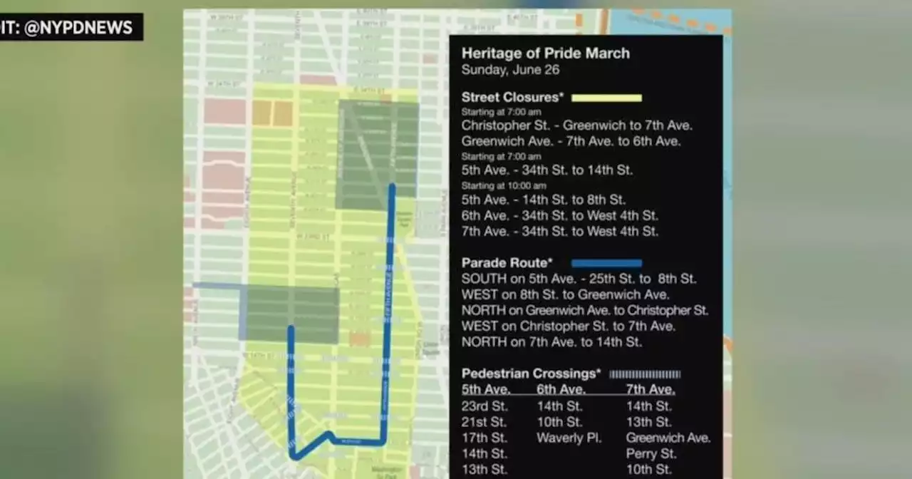 NYC Pride March steps off Sunday at noon, plan for street closures