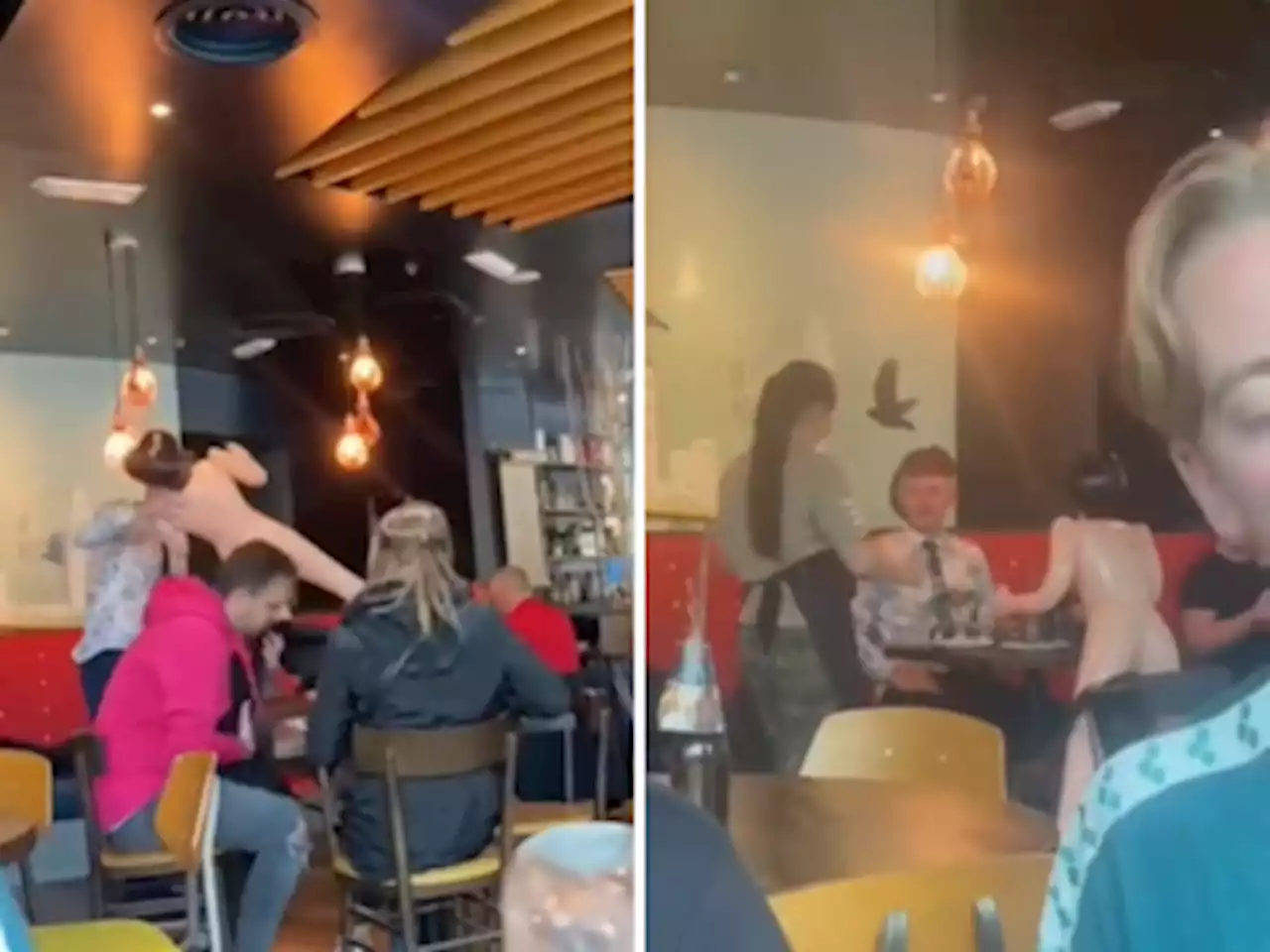 WATCH: He came last and had to take a blow up doll out for dinner!