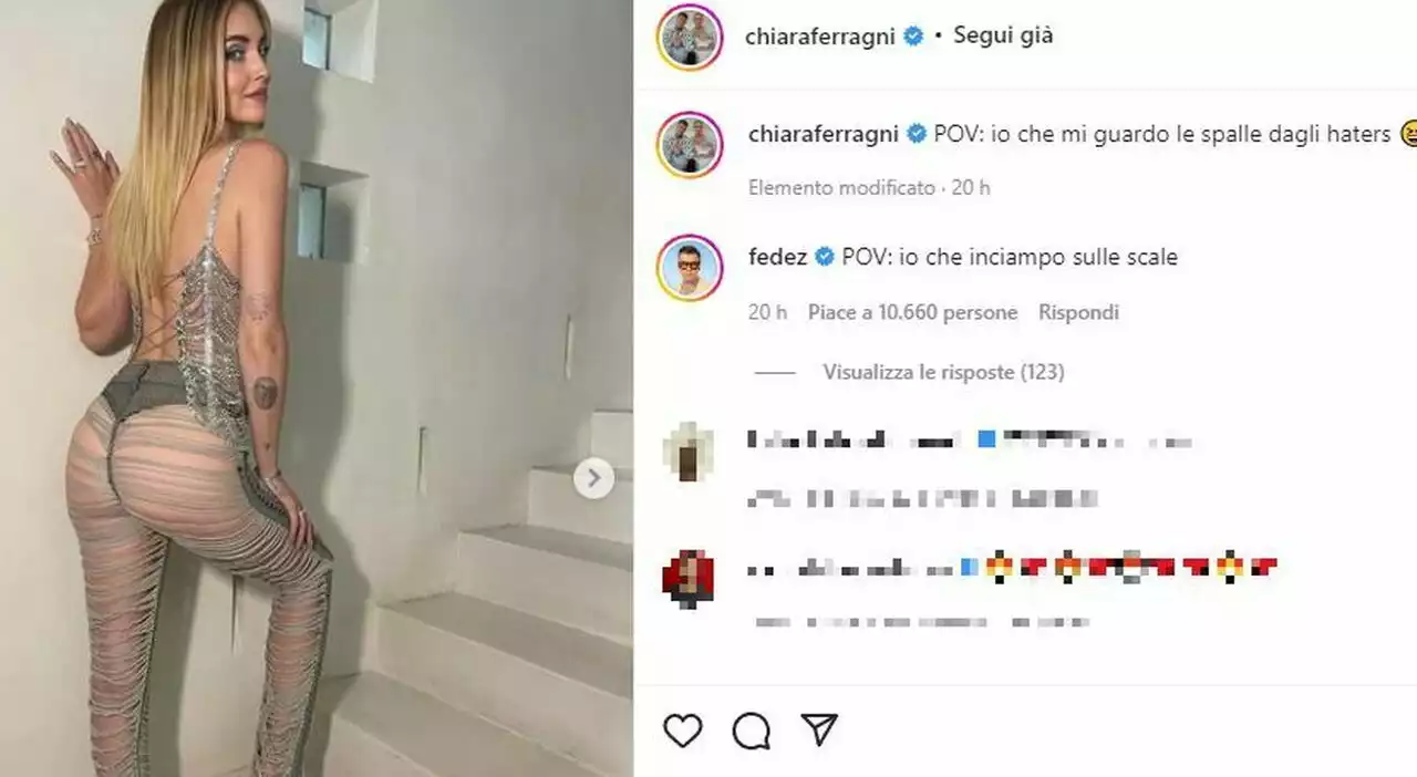 Chiara Ferragni e Fedez, lei provoca su Instagram con uno scatto hot: «Io che mi guardo le spalle dagli haters»